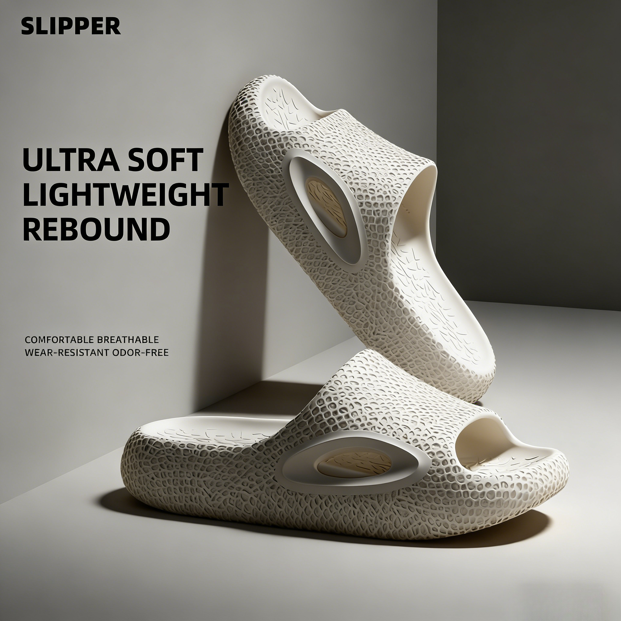 High-End Three-Dimensional Textured Unisex Outdoor Non-Slip Odor-Resistant Silent Couple Summer Cloud-Like Sports Slippers