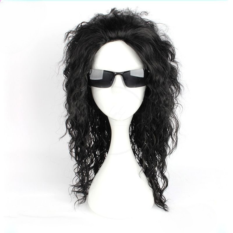 item picture mens 70s 80s   mullet wig long curly synthetic hair suitable for halloween cosplay punk rocker style with elastic for themed parties costume wigs for outfits