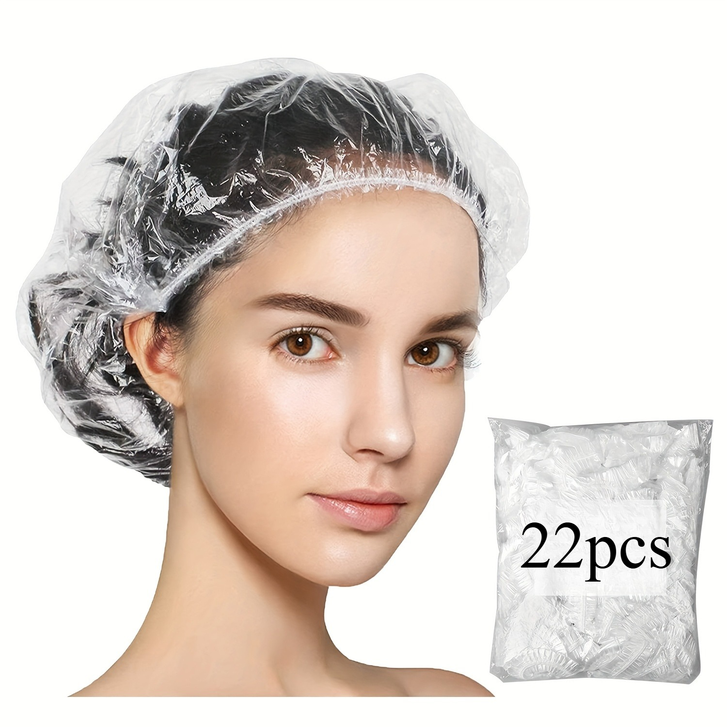 TEMU 22 Thickened Elastic Shower Caps Made Of Plastic, Suitable For Women And Men, Ideal For Home Use, Hotels, Hair Salons For Dyeing And , And A