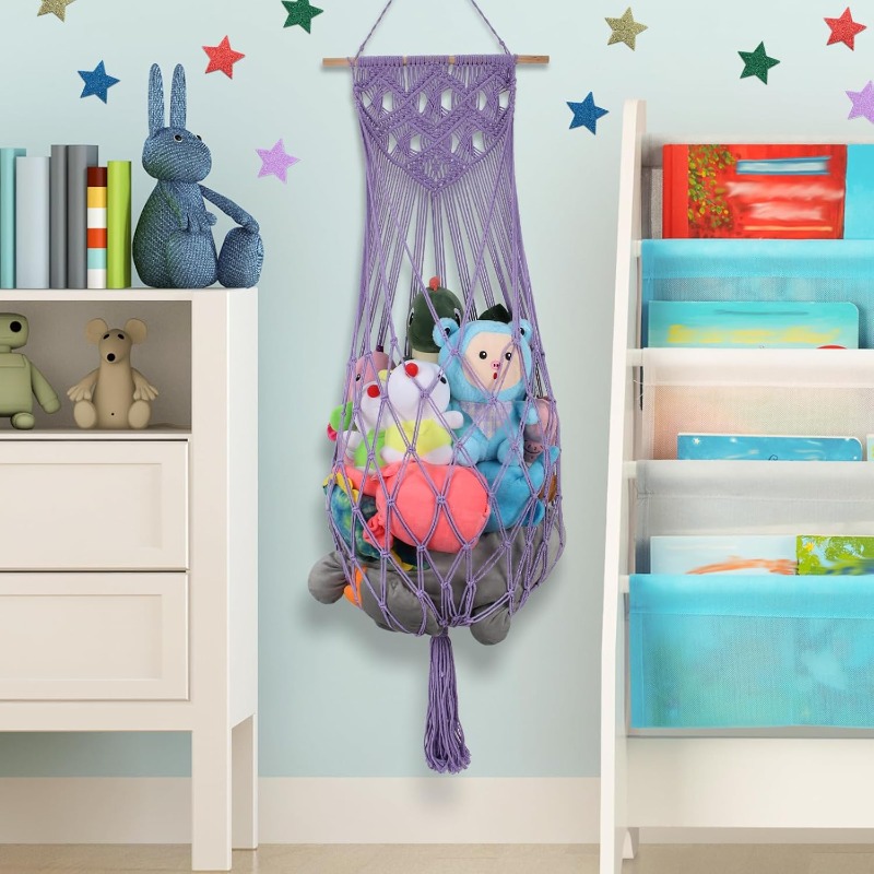 63 inch jumbo stuffed animal hammock corner with macrame ceiling wall mounted organizer light   storage net with string lights soft mesh for nursery playroom decor space saving toys display holds teddy   stuffed animals     stuffed animal holder stuffed animal storage   handmade look room   hammock for bedroom hammock chair toy net hammock stuffed animal storage hammock teddy bear hammock toy hammock Product details 5
