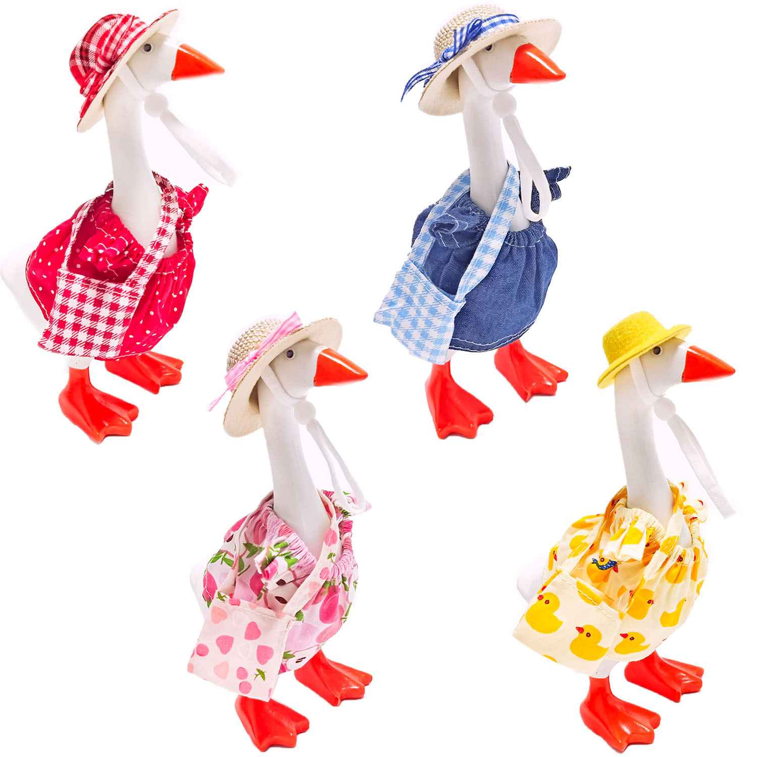 TEMU 12pcs 7-inch Office Desk Goose Summer Clothes, 4 Sets Of Decorations, Fun Summer Clothing Set (excluding Geese), Party Photography Props