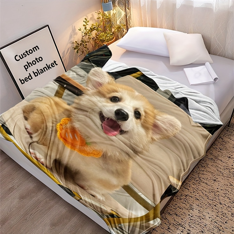 Personalized Photo Bed Cover/Nap Blanket, Custom Gift