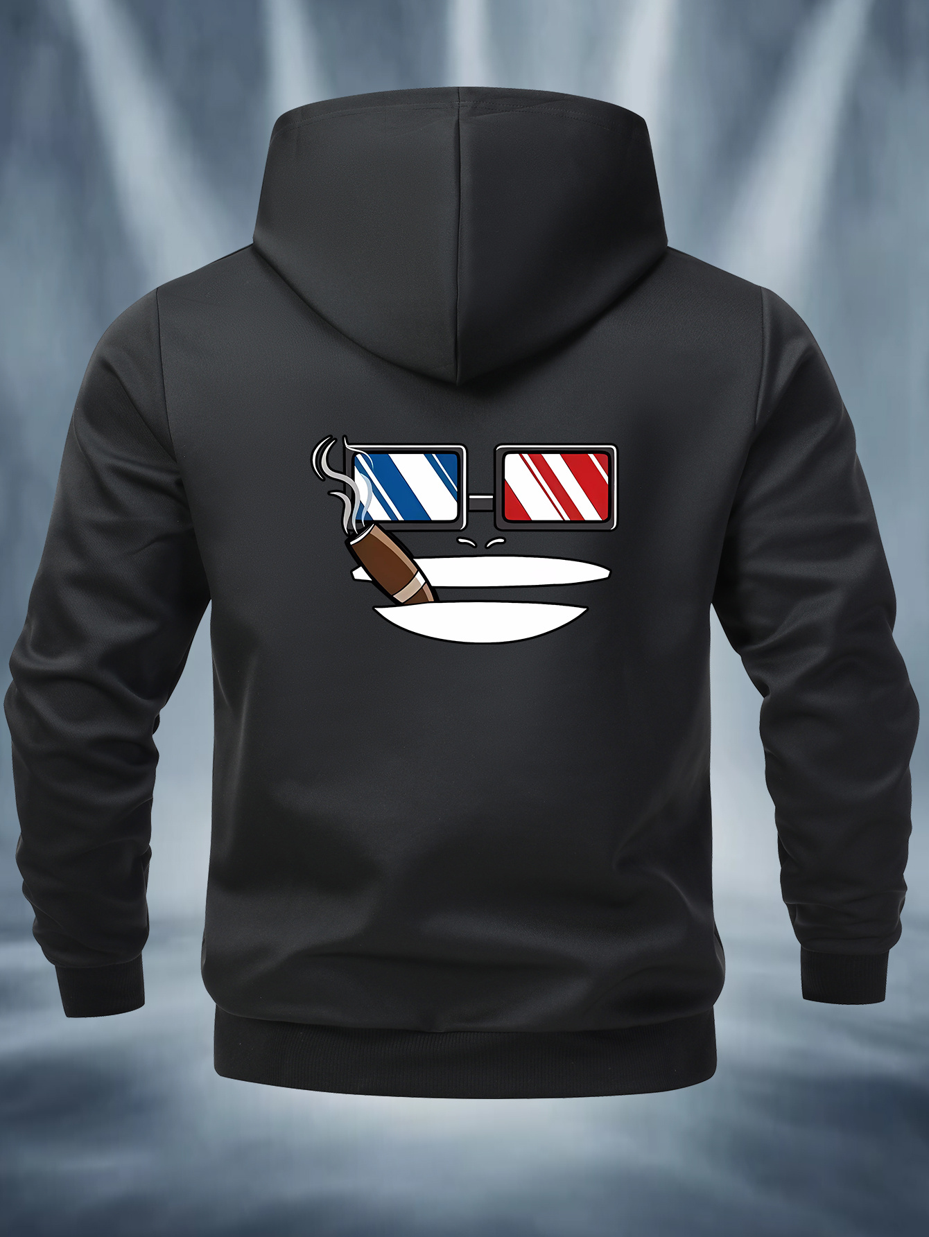 mens   hooded jacket with french flag cigarette graphic casual zip up coat polyester lining regular fit front pockets   casual attire smoking jacket french   polyester lining jacket