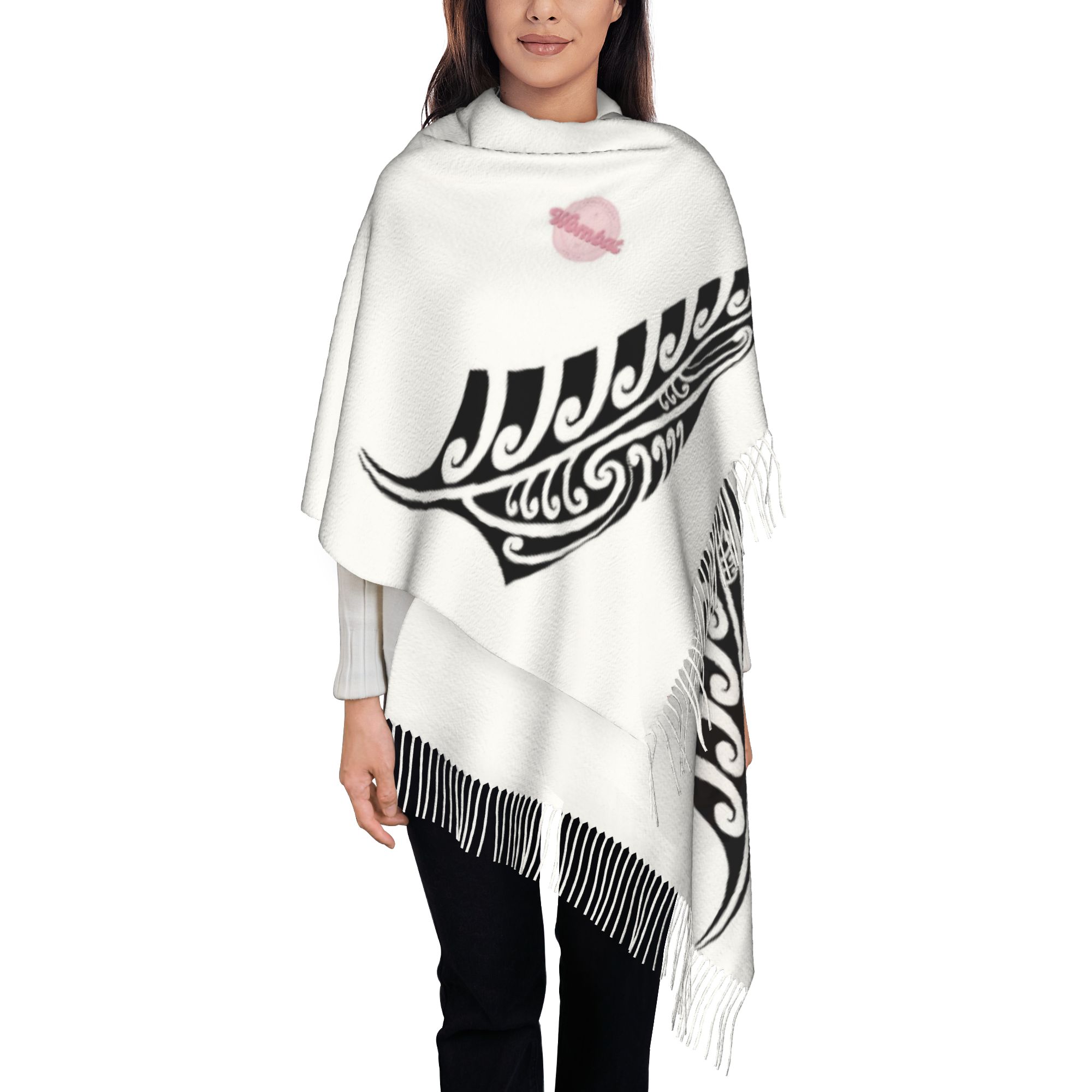 TEMU Maori In New Zealand Winter Tassel Scarf Shawl Soft Lightweight Warm, Accessory For Outdoor Daily Wear, Elegant Versatile Style Classic Matches