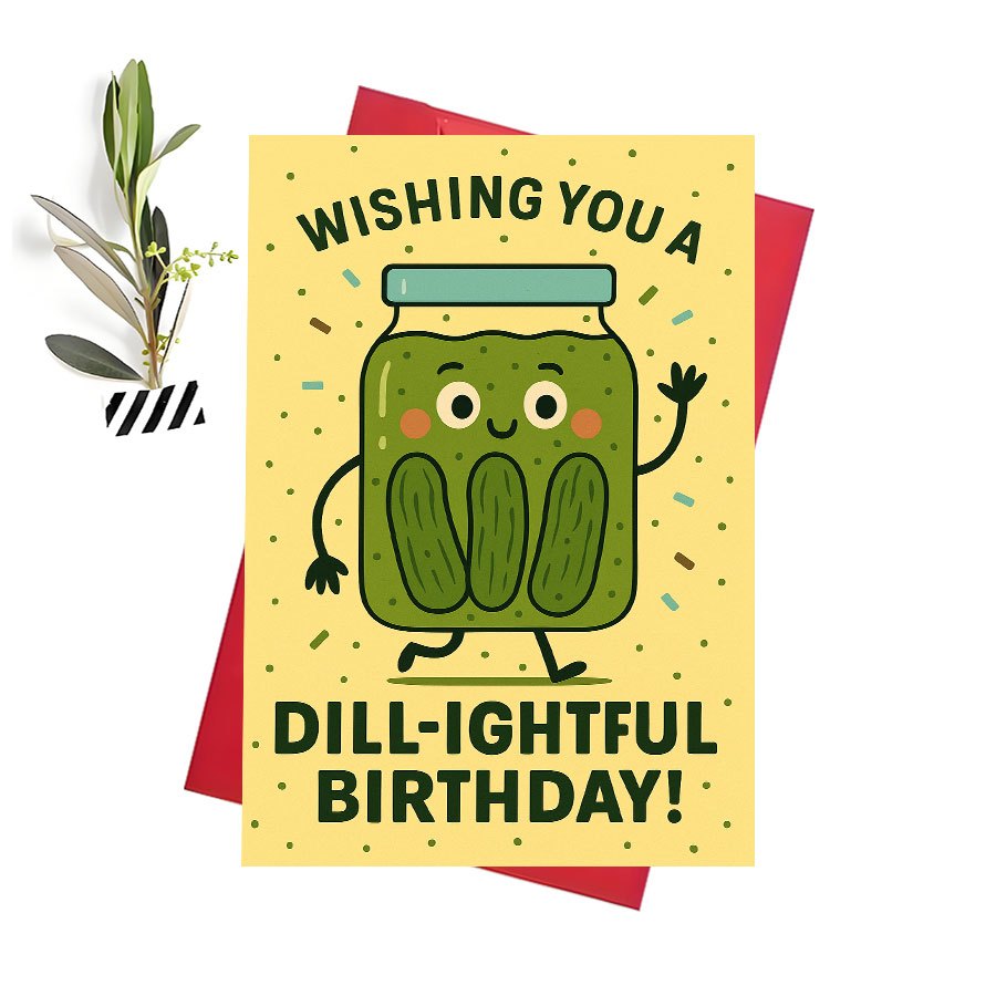 TEMU 1pc Fun Pickle Birthday Card, Cute Punny , Suitable For Food Lovers, Unique Humorous Gift Idea, Birthday Celebration Goodie, With Envelope And