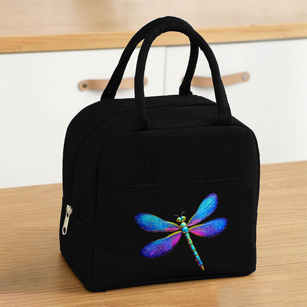 TEMU 1pc Dragonfly And Lunch Tote Bag - Large Capacity Bag With Oxford Fabric, Portable For Commute, Camping, Picnics Non-food Contact, Non-food