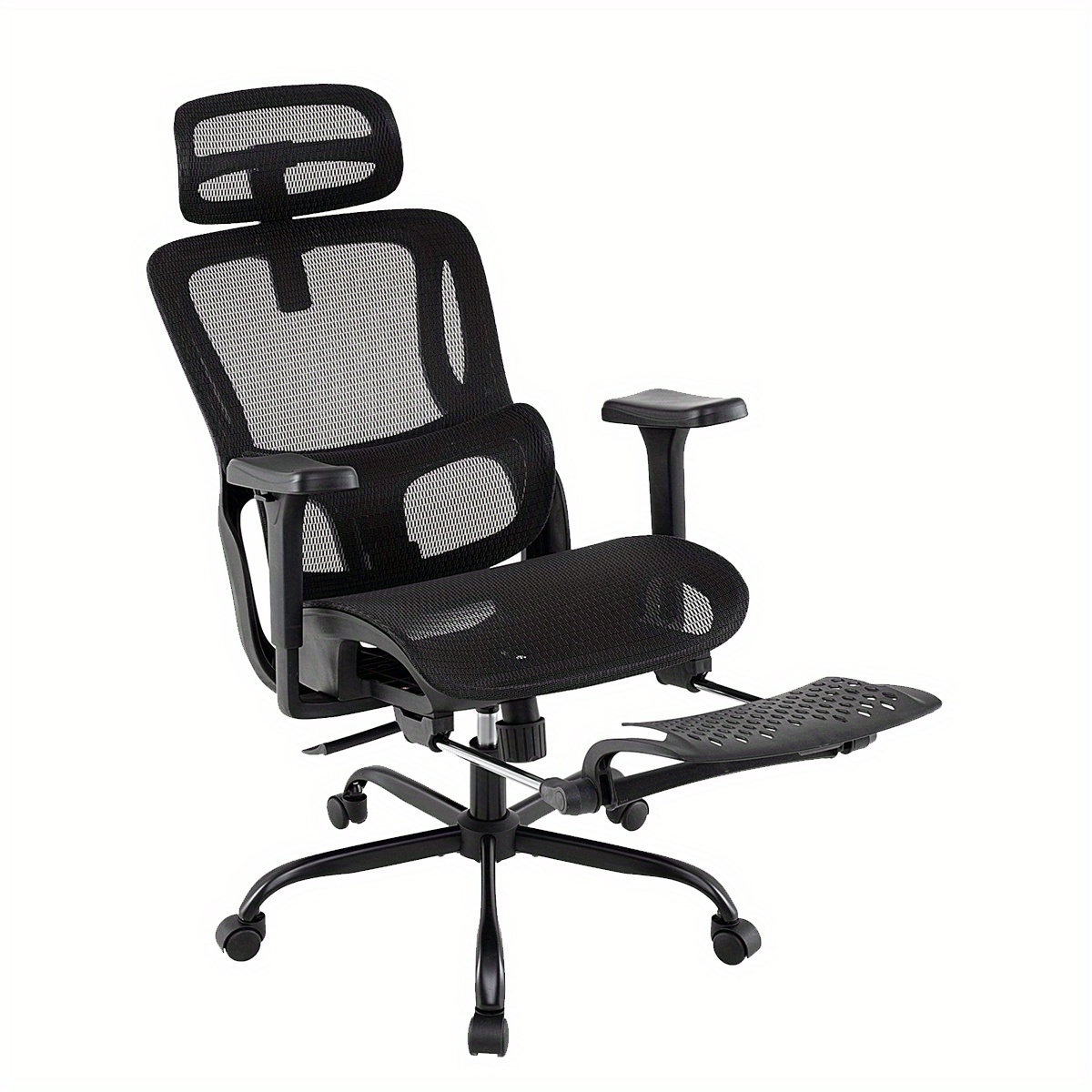 Comfortable Office Chair With A Swivel Design, Featuring A Rotating Headrest And Adjustable Lower Back Support