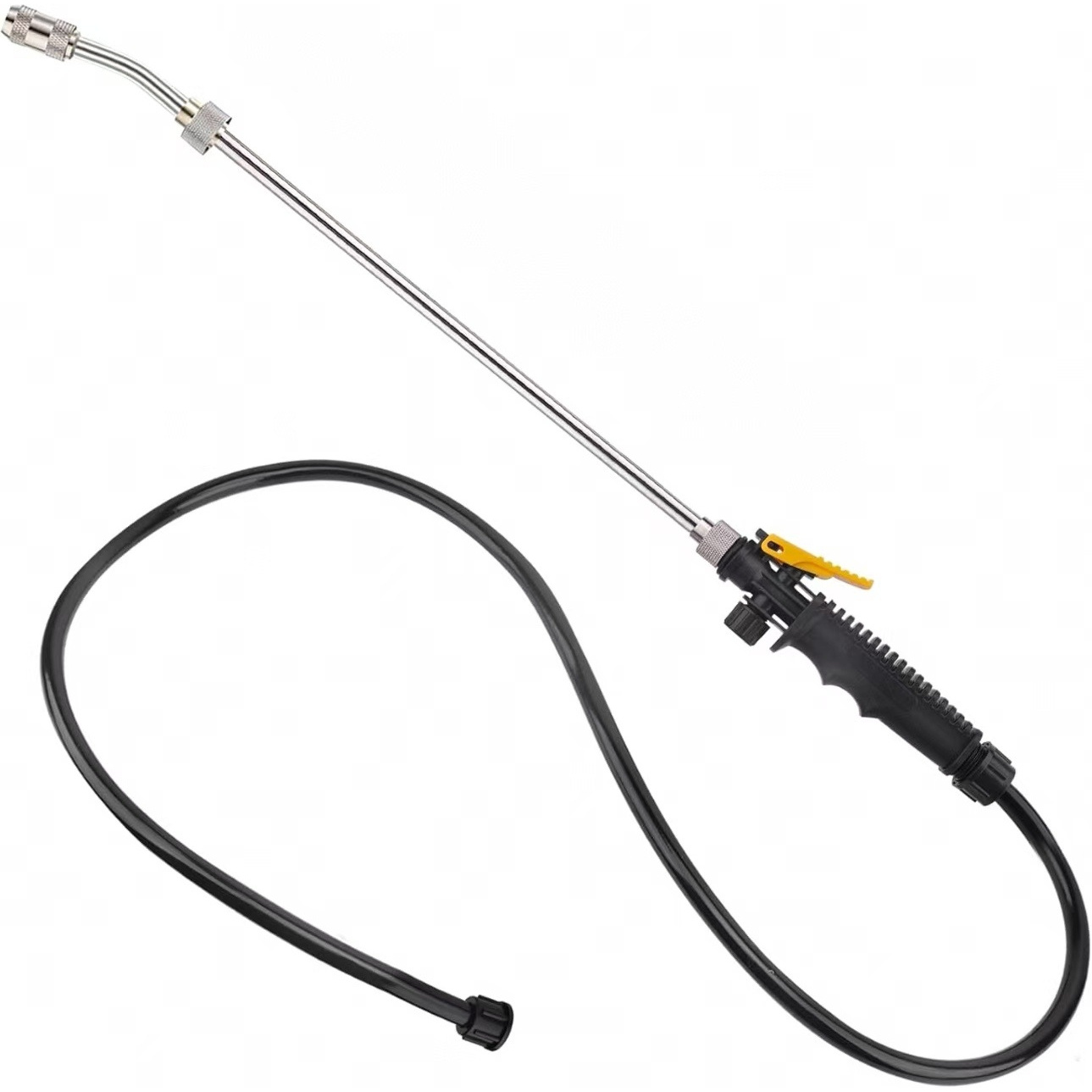 TEMU 1pc 29-inch Stainless Steel Pressure Spray Lance, Pump-operated M18 Threaded Spray Gun, Fitted With 1.1m Hose And Shut-off Valve, Ideal For