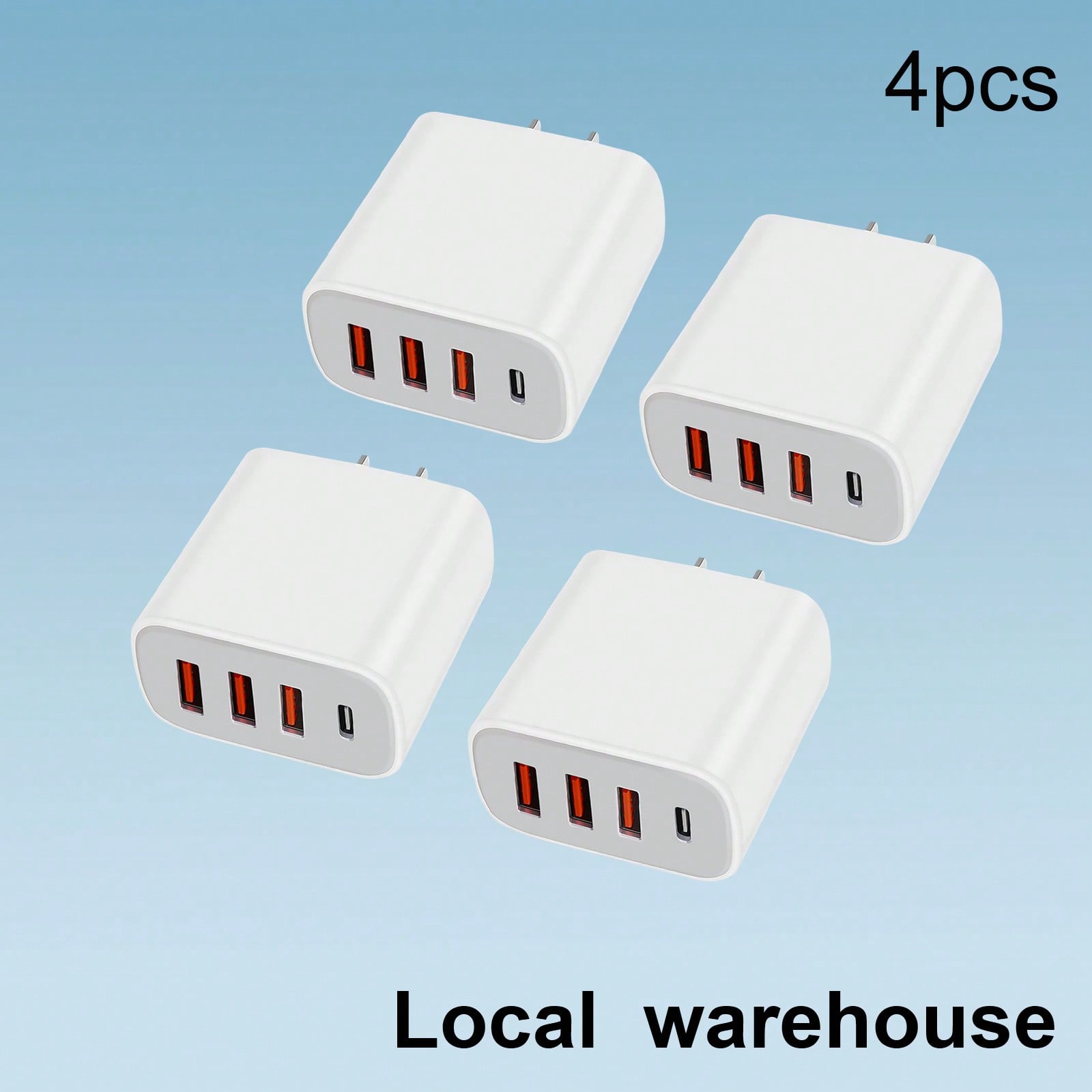 TEMU 4-pack 4-port Usb-c Phone Charger (cargador) - Multi-device Wall For Smartphones & Tablets | Ideal For Desks | Local Warehouse
