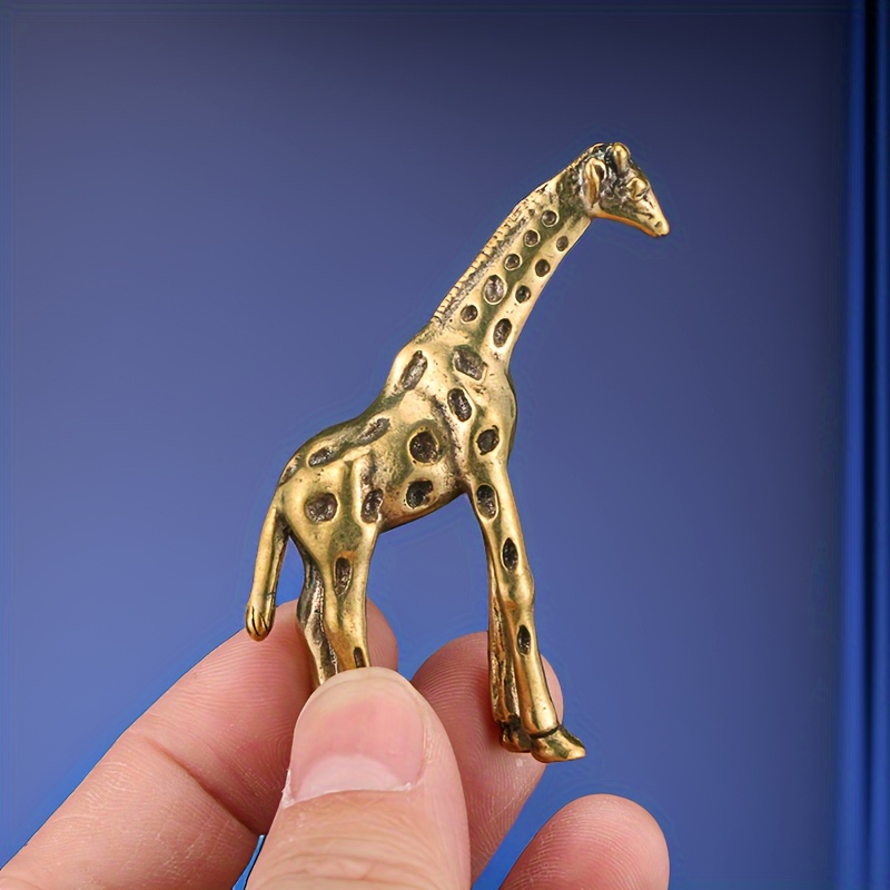 TEMU 1pc Elegant Vintage Golden Giraffe Statue - Handcrafted Metal Animal Sculpture, Home And Office Decor, Ideal Holiday Gift, Best For Christmas,