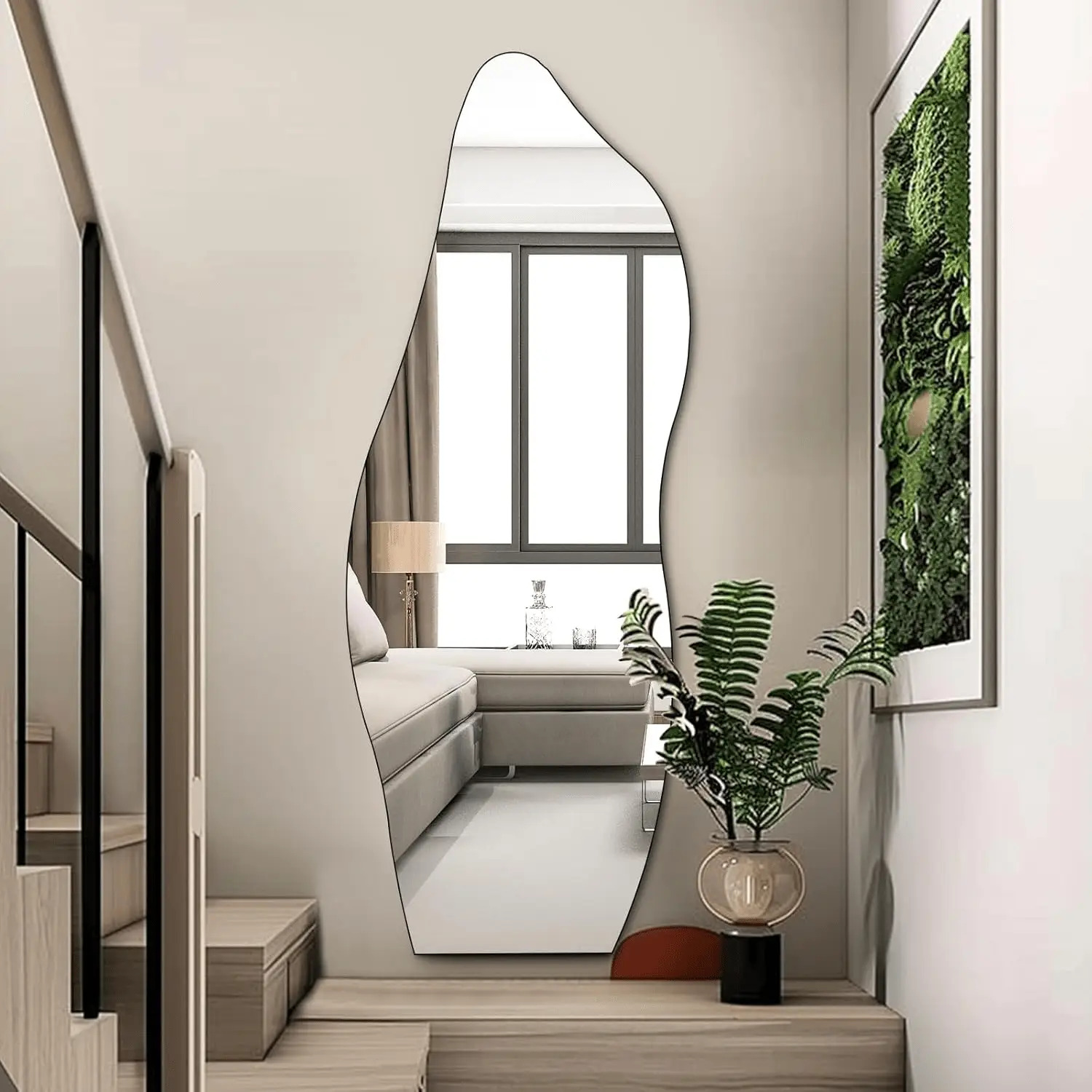 Acrylic Full-Length Wall-Mounted Mirror, Frameless Design