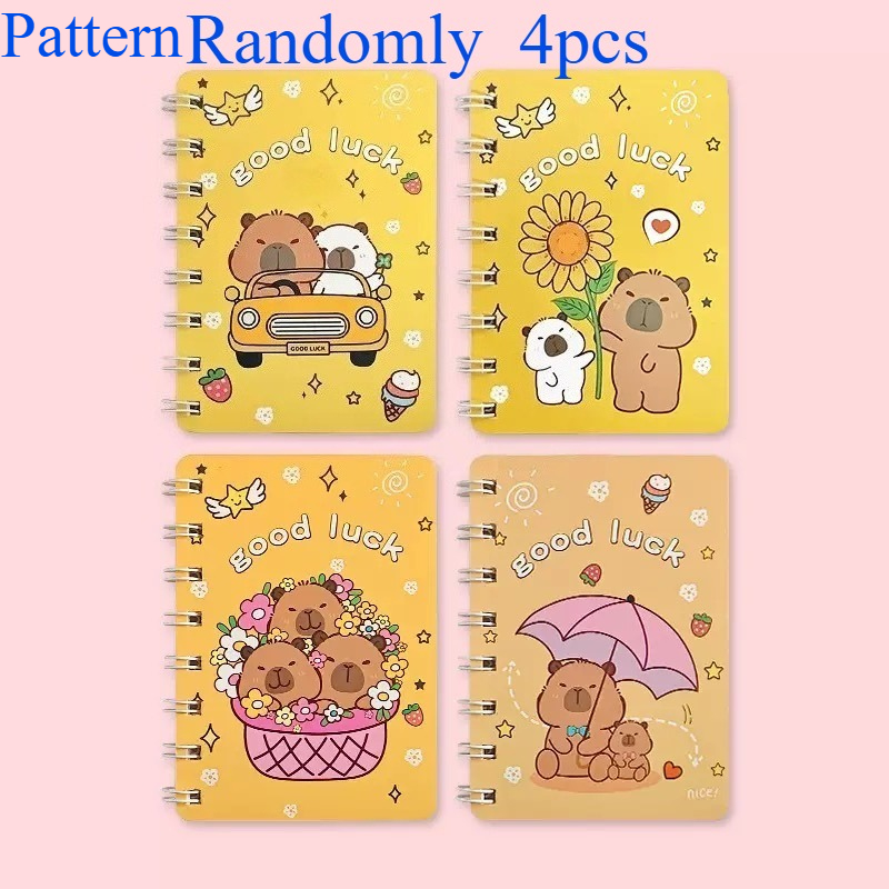 TEMU Set casuale da 4 quaderni a tema cartone animato capibara, giornaliero, note, per appunti da ufficio, articoli per a scuola, regalo per , regalo