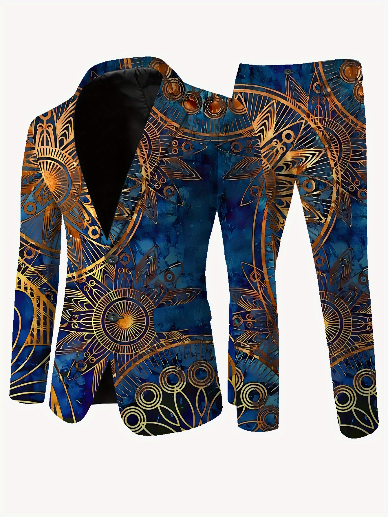 mens casual elegant no ironing necessary suit vibrant floral pattern long sleeve skinny fit pocket detail   wear stylish lapel collar casual attire vibrant pattern suit stretchy fabric multicolor 0