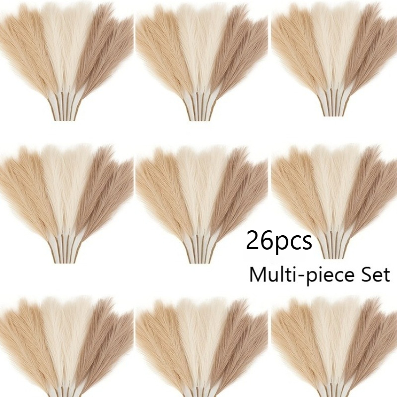TEMU 26 pezzi delle Pampas Artificiale Tricolore, di Marrone, Decorazione Boh矇mien da Fattoria Senza Manutenzione, Composizione per Vaso da