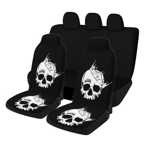 7-delige set doodshoofd autostoelhoezen - inclusief 2 voorstoelhoezen + 1 rugleuninghoes voor de achterbank + 1 achterbankhoes + 3 hoofdsteunhoezen