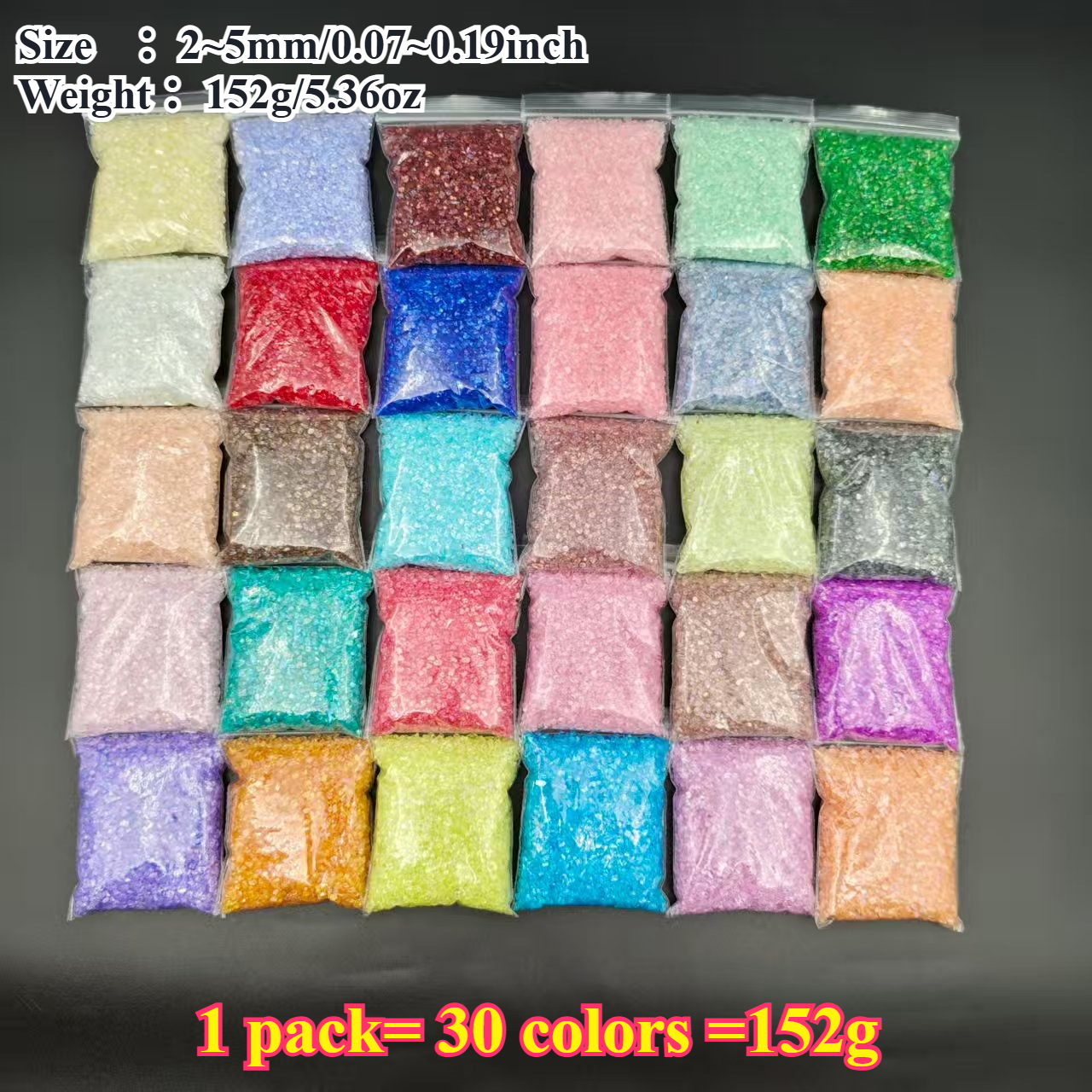 Image of 152g 30 Colors 2-5mm Multicolor Sparkling Irregular Glass Crushed Stones - Ab Transparent Colored Glass - Handmade Crushed Suitable For Resin Molds Crafts, Picture Frame Fillings, Jewelry Making