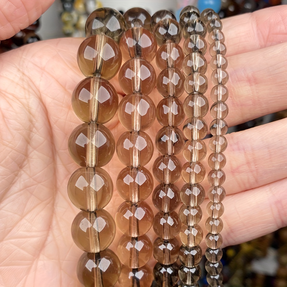TEMU 4/6/8/10mm Smoky Glass Beads - Round Gradient Spacer Beads Loose Beads, 15-inch Strand, Jewelry Making Materials For Bracelets, Necklaces,