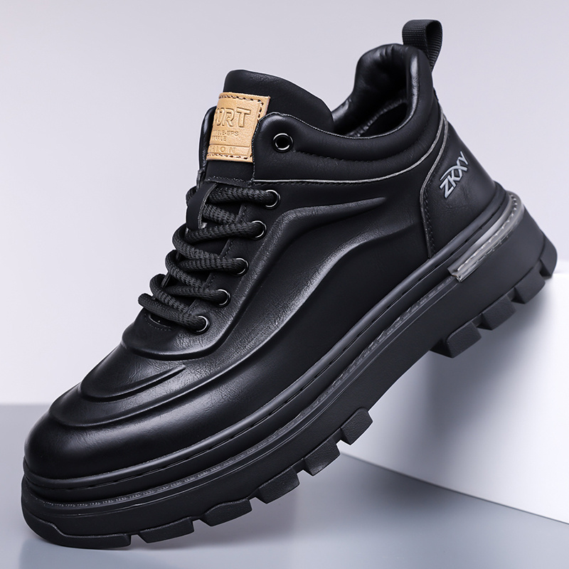 mens industrial work boots slip resistant rubber sole lace up closure synthetic     terrain traction for construction warehouse everyday black boots easy clean shoes for professional casual outfits slipresistant footwear