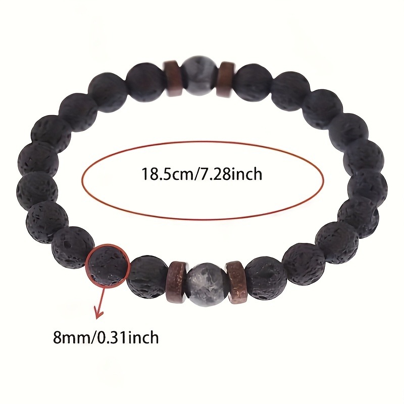 3pcs Men's Natural Stone Bracelets with Essential Oil Beads