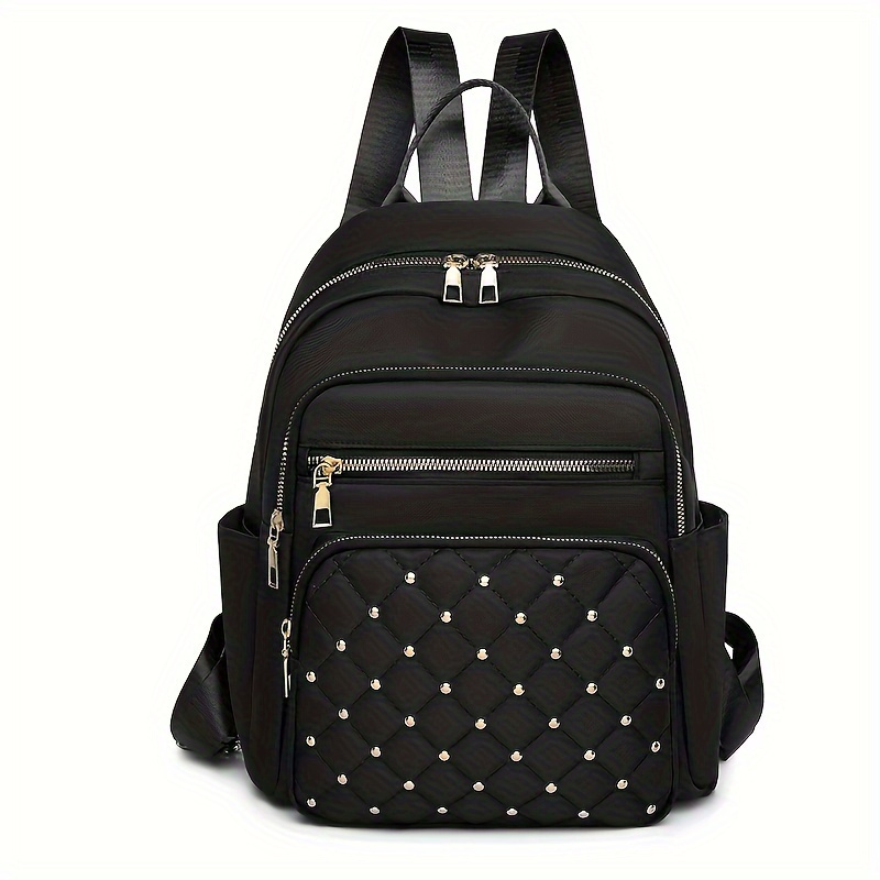 TEMU Autumn And Winter Casual Women's Backpack- Multi-functional Fashion Bag With Rivet Design, Featuring Multiple Pockets, Large Capacity, And