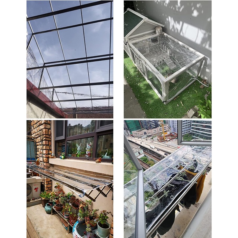 39.37*78.74inch Heavy Duty Waterproof Transparent Clear PVC Tarpaulin | Foldable Thicken Soft Glass Balcony Rain Curtain for Outdoor Greenhouse Plant Tarp to Cover Sun and Rain