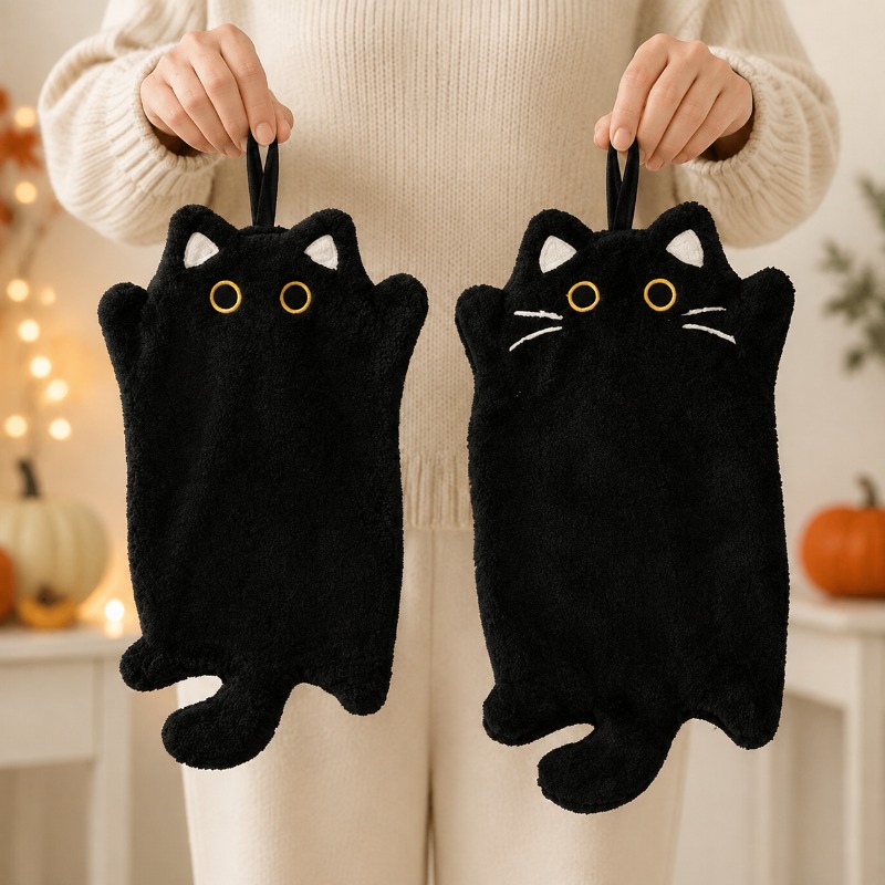 TEMU Lot de 2 serviettes de cuisine et dessous de verre suspendus - épaisse et absorbante pour un , dessous de plat suspendu moderne avec chaton,