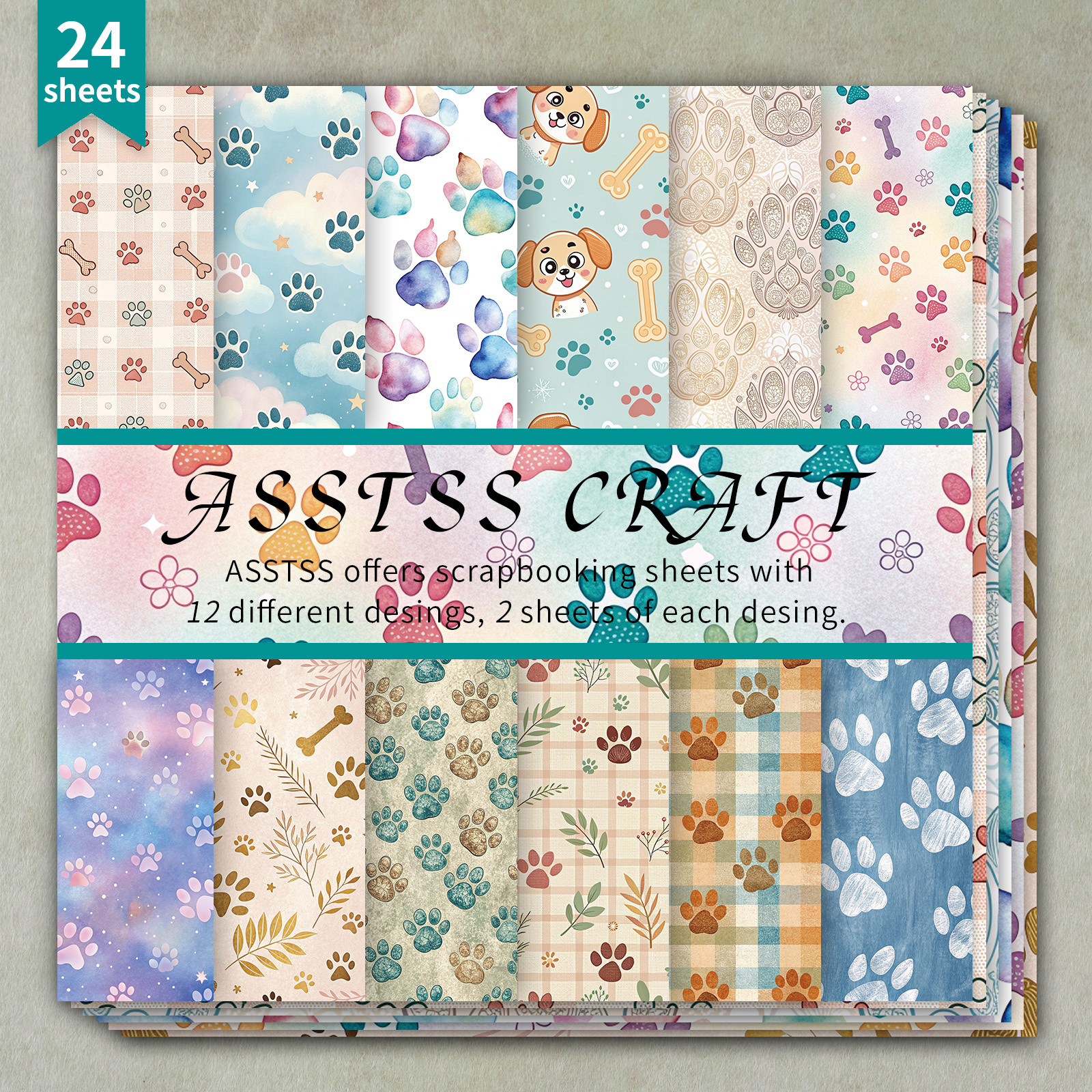 TEMU -sheet Paper Pad Measuring 6 By 6 Inches, Featuring An Adorable Watercolor Design Of Prints. This Heavyweight Cardstock Is Perfect For