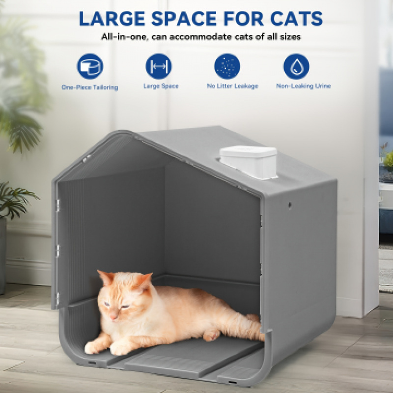 

Extra Large Deluxe Enclosed Cat Litter Box With Lid With Mat And , Odor And Resistant, Easy To Clean Polyester, All-inclusive Cat Litter Box No Required, Suitable For Cats