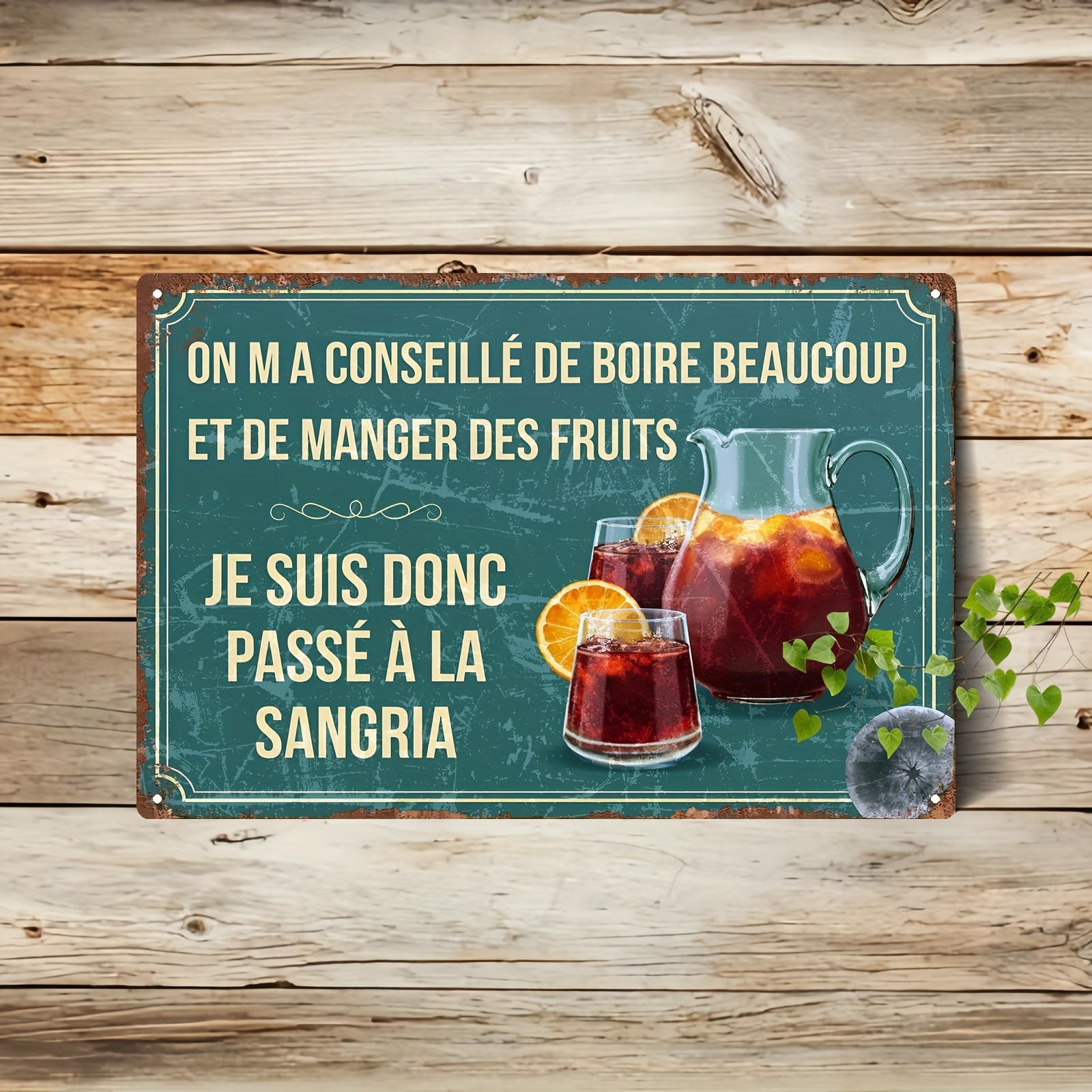 TEMU Plaque murale plate 2D en métal avec une vintage sur la française, décoration de bar rustique avec français humoristique et art de la , 20,32 cm