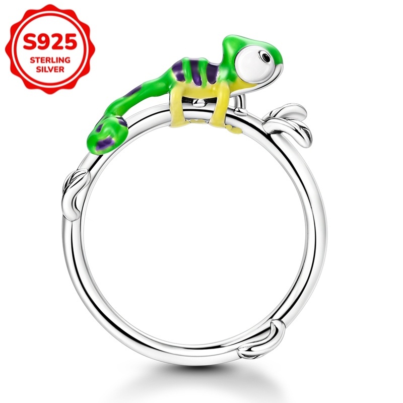 S925 Sterling Silver Chameleon Ring For Female Niche Design, High End And Versatile Birthday Gift For Girlfriend