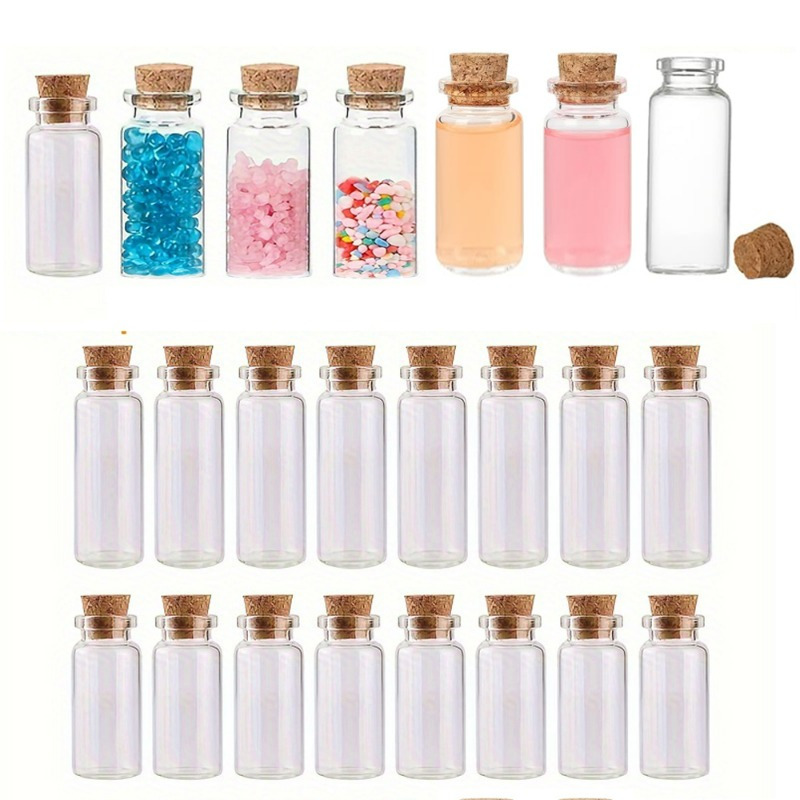 

12/24 Pack Mini Glass Bottles With Cork Stoppers, 20ml Paba-free Vials For Wedding Favors, Halloween Decor, Miniature Art & Storage Accessories