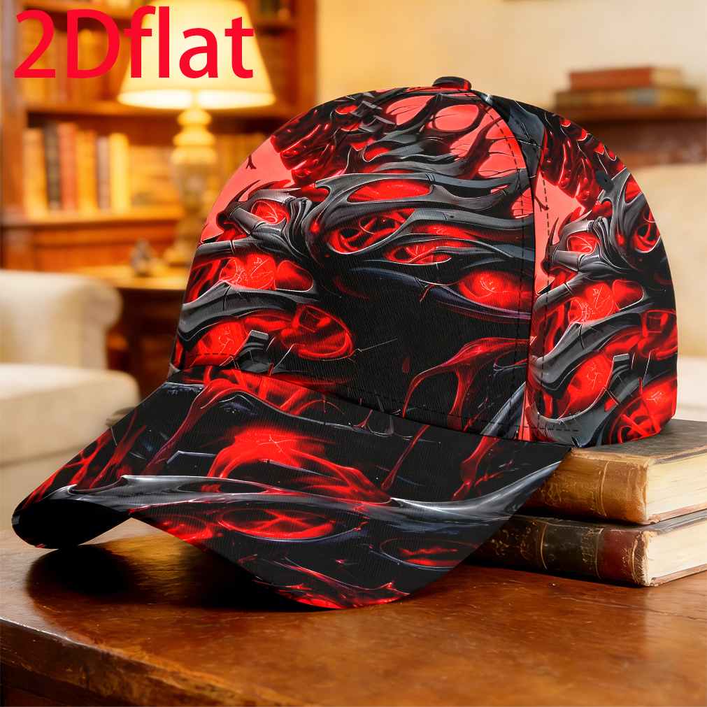TEMU 1pc Retro Skull Cap - Dark Print Baseball Hat, Lightweight Suitable For Skateboarding, Golf, Fishing, Daily , Fits Most With 5-panel & Round Top