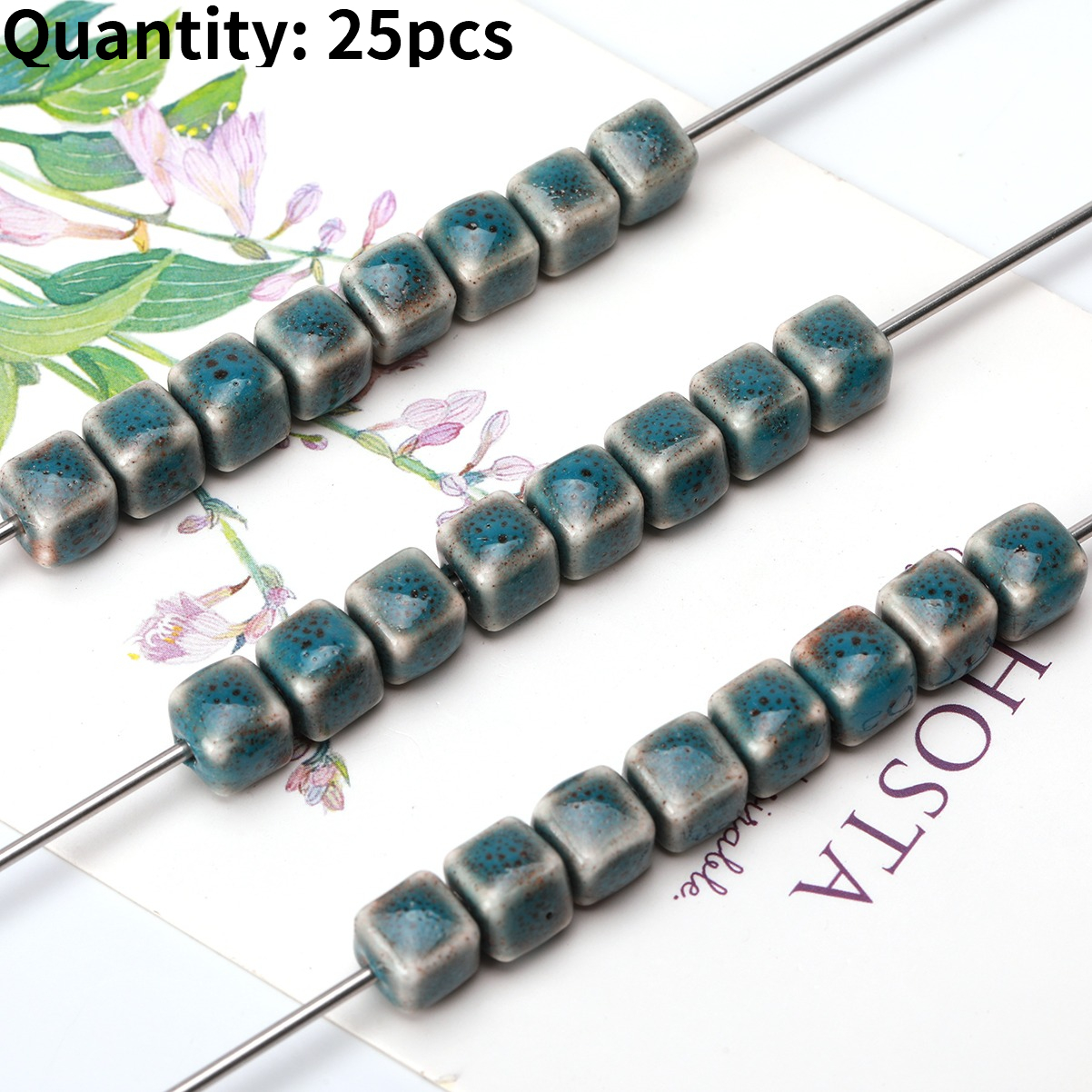25pcs Vintage Speckled Glazed Ceramic Beads for DIY Jewellery Making