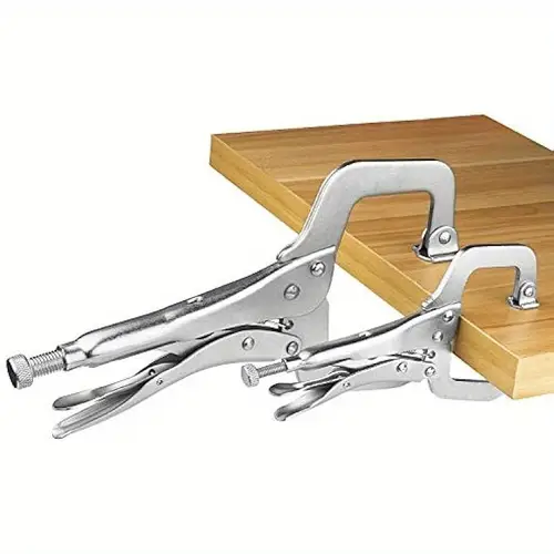 4pcs c locking pliers 6 inch and 11 inch c clamp locking pliers with regular tip and swivel pads nickel plated c pliers welding clamps for woodworking welding clamping car body panel