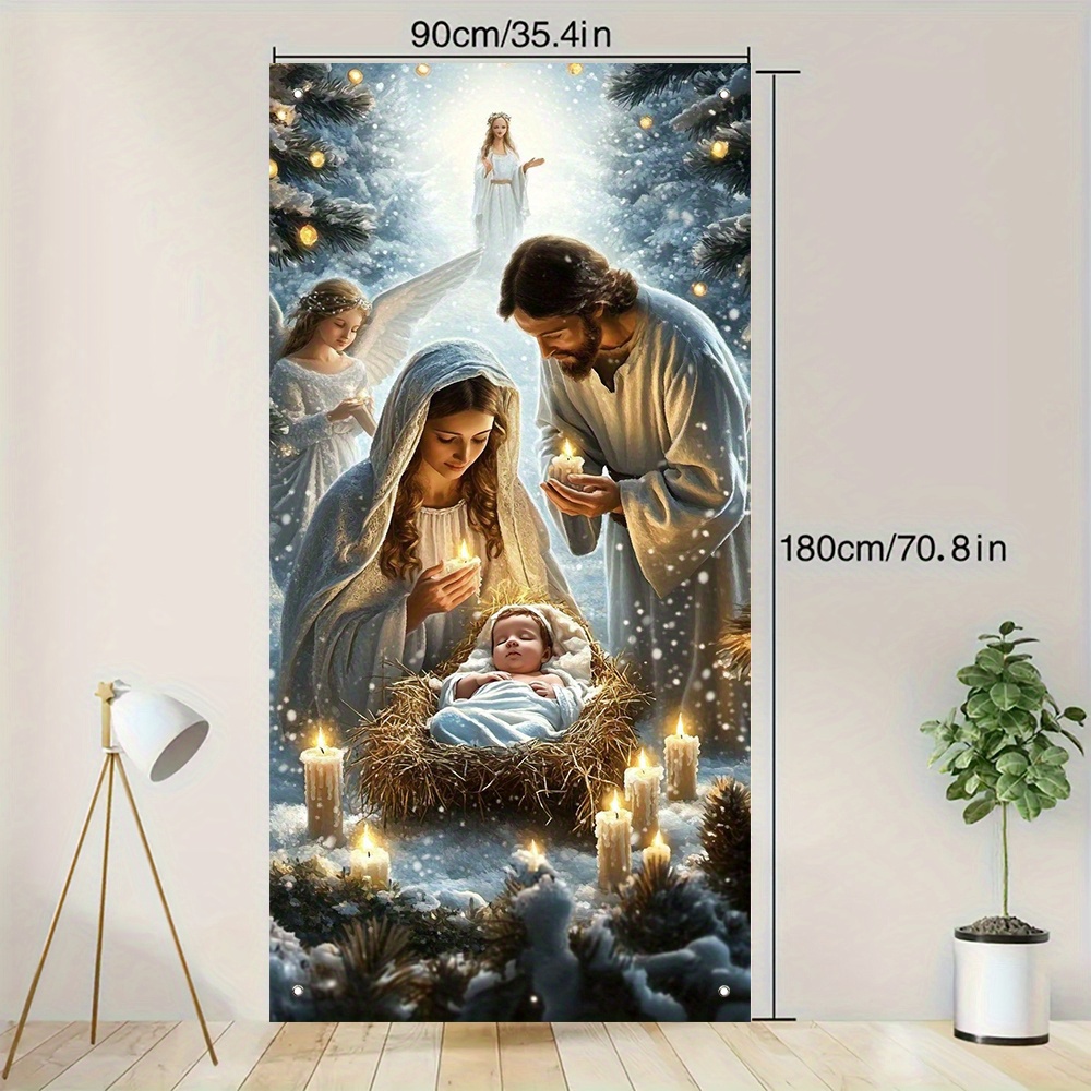 TEMU Striscione per porta 2D, Insegna per porta 2D, Decorazione natalizia per porta (35.4 X pollici), cielo stellato per fotografia ed esterna, per