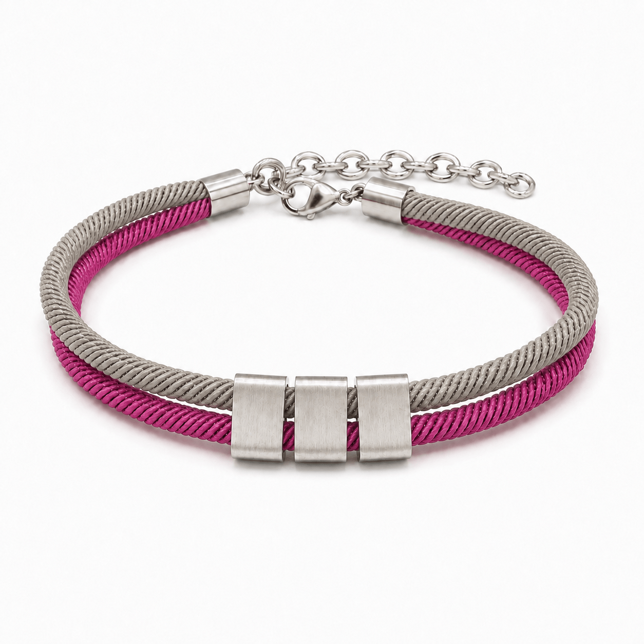 Personalized Engraved Name Bead Bracelet with Double Cord