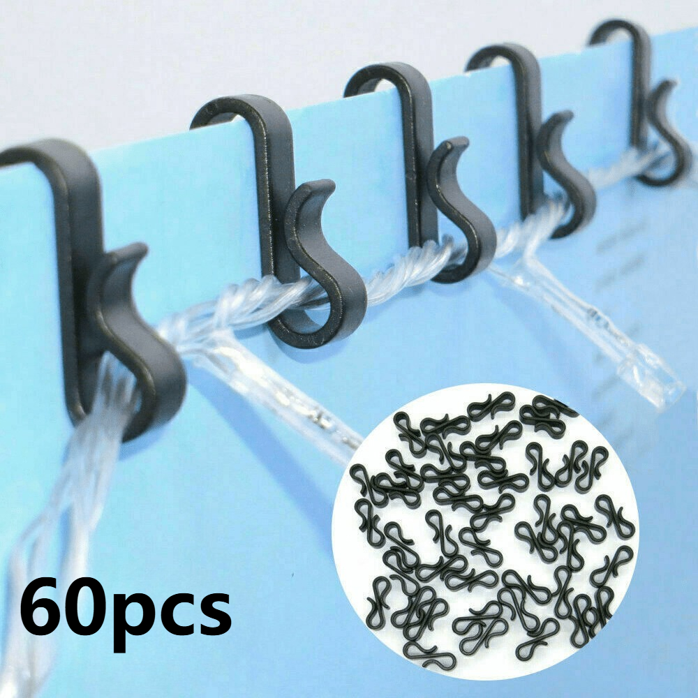 TEMU 40/60pcs Screw-in Hooks, S-hooks Durable Plastic Abs Black Clips For Outdoor/indoor Christmas Lights, Gutters, Garage, Patio - Compatible With