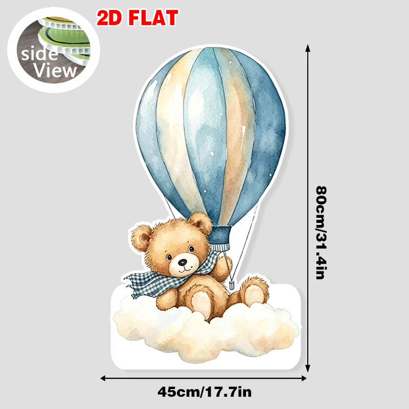 TEMU 2d Flat, 1pc Forjn 1pc Resin Balloon Bear & Cloud Cutout Standee - Watercolor Photo Booth Backdrop With Balloon Bear Cloud Decoration Suitable