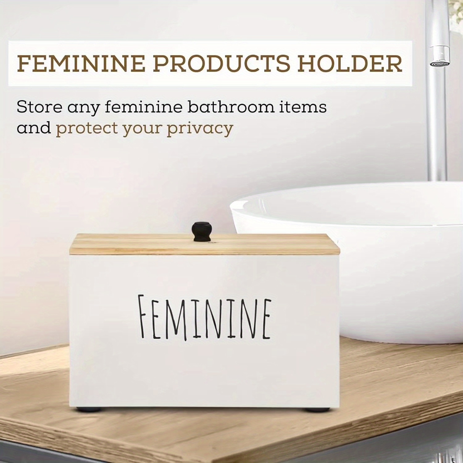Heaven And Earth Desktop Wooden Storage Box Bathroom Sanitary Pad Organizer Household Solid Wood Utility Box