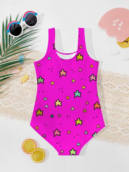 maillot de bain dété pour filles, nouveau modèle à imprimé aléatoire, fête ou , décontracté, maillot de bain pour filles, motif rose, imprimé intégral, cadeau , printemps, été, anniversaire, festival, cadeau de fête danniversaire, filles, convient aux sports de loisirs