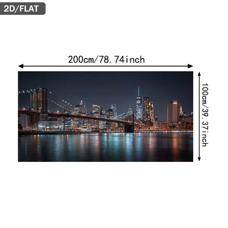 TEMU 2d Flat, 2d Flat, Frameless Canvas Artwork Featuring Bridge At Night, Measuring 39.37 By 78.74 Inches (100 By 200 Cm), Perfect For Modern Wall