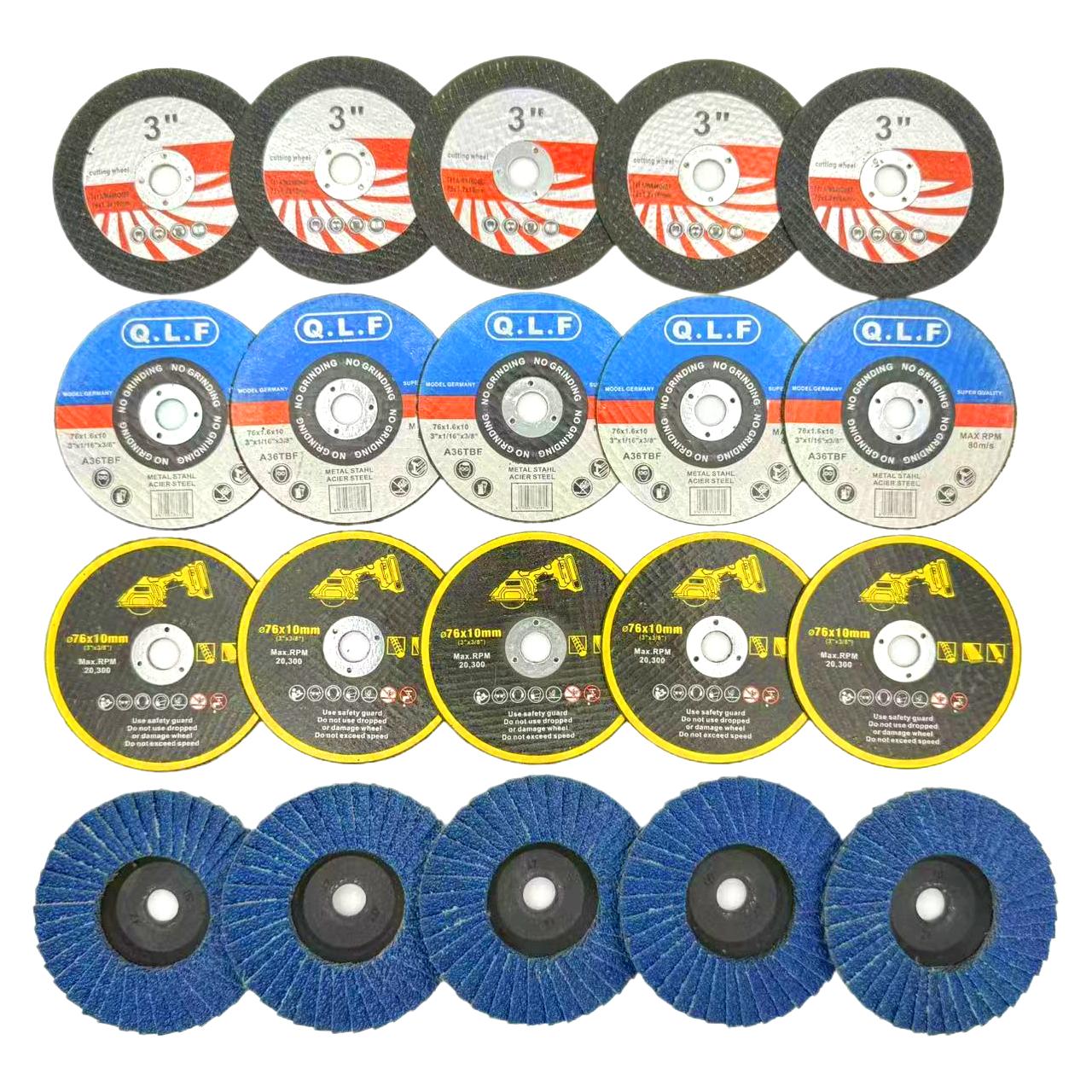 TEMU Set da 20 pezzi da 3 pollici / 75 mm per taglio e lucidatura metalli, inclusi 15 dischi da taglio in resina acciaio inossidabile + 5 mole da