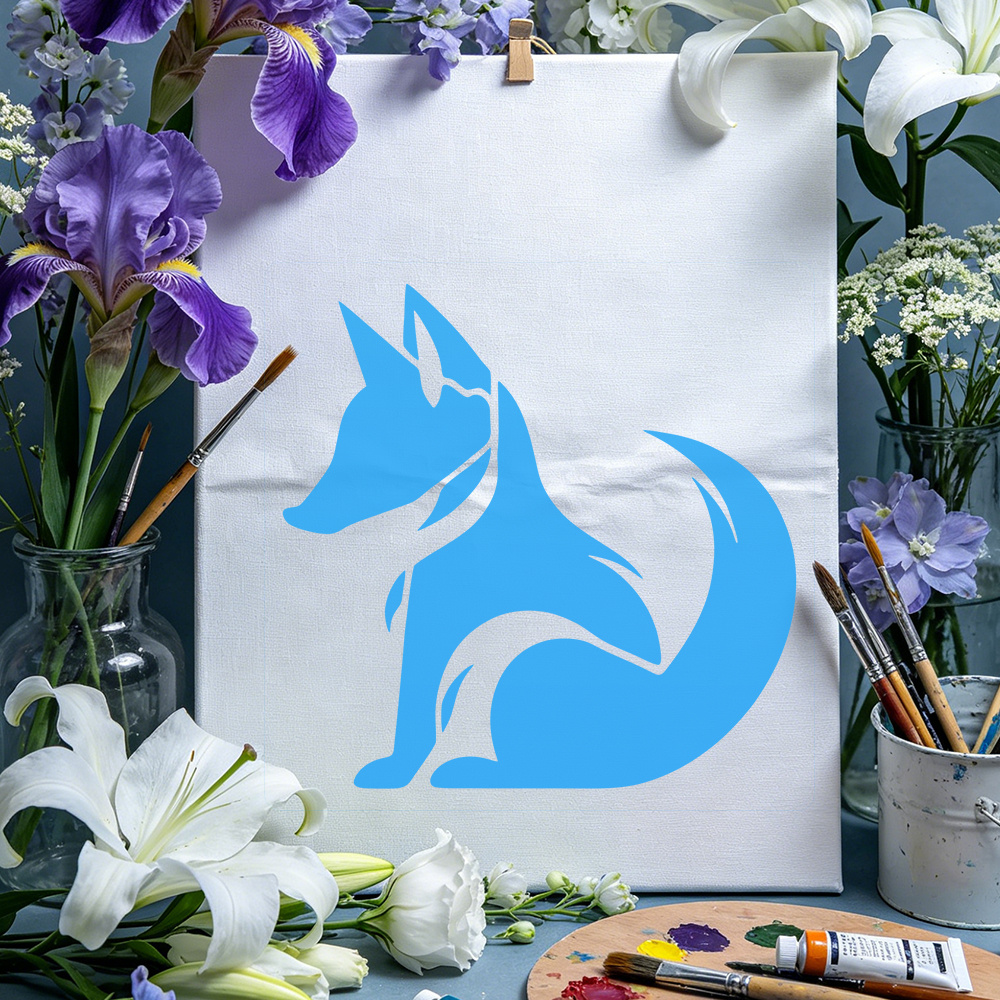 Minimalist Fox Outline Template for Crafting