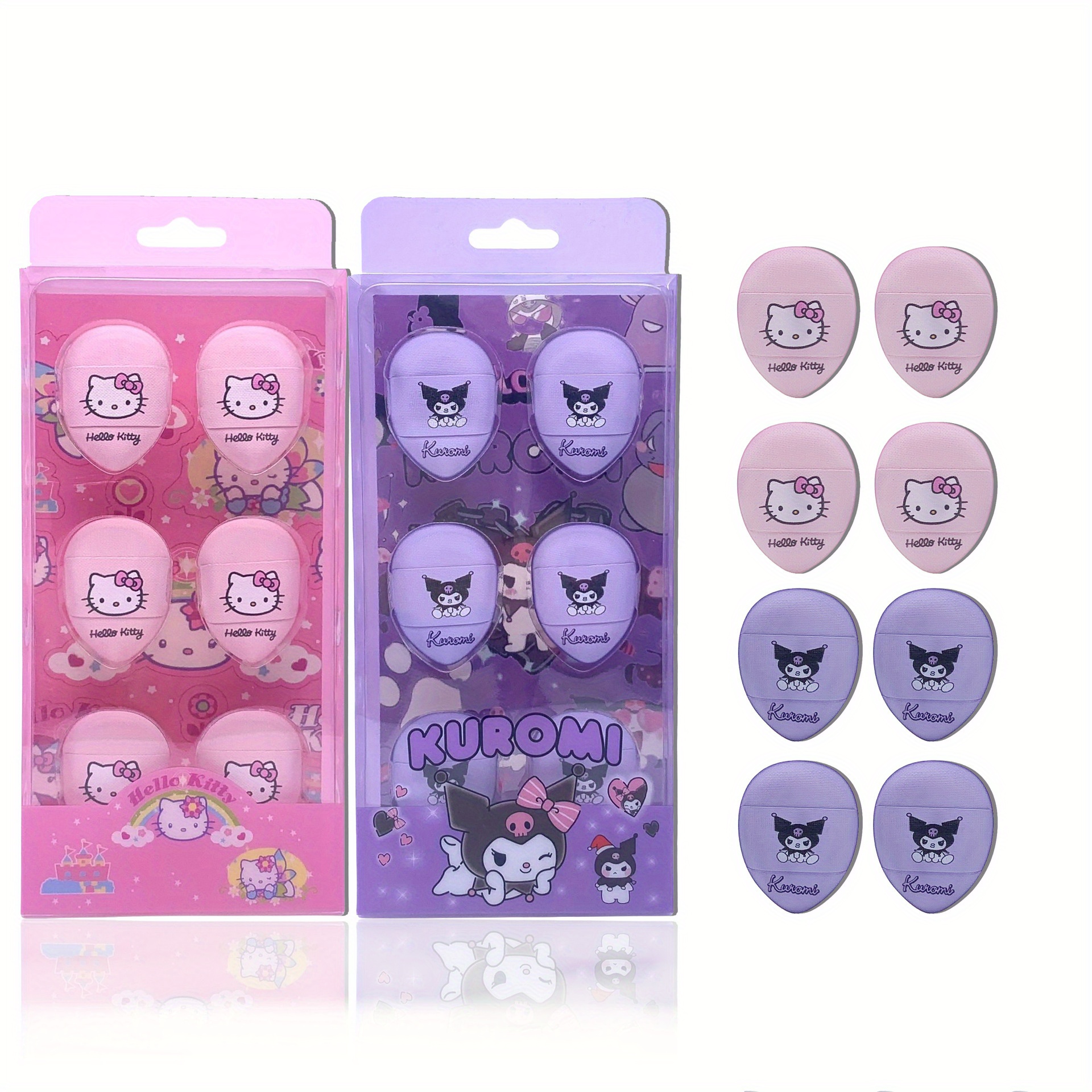 

Mini Éponge de Maquillage Sanrio Kitty & Kuromi - Parfum, Polyuréthane Hydrophile, Parfaite pour l'Application de Fond de