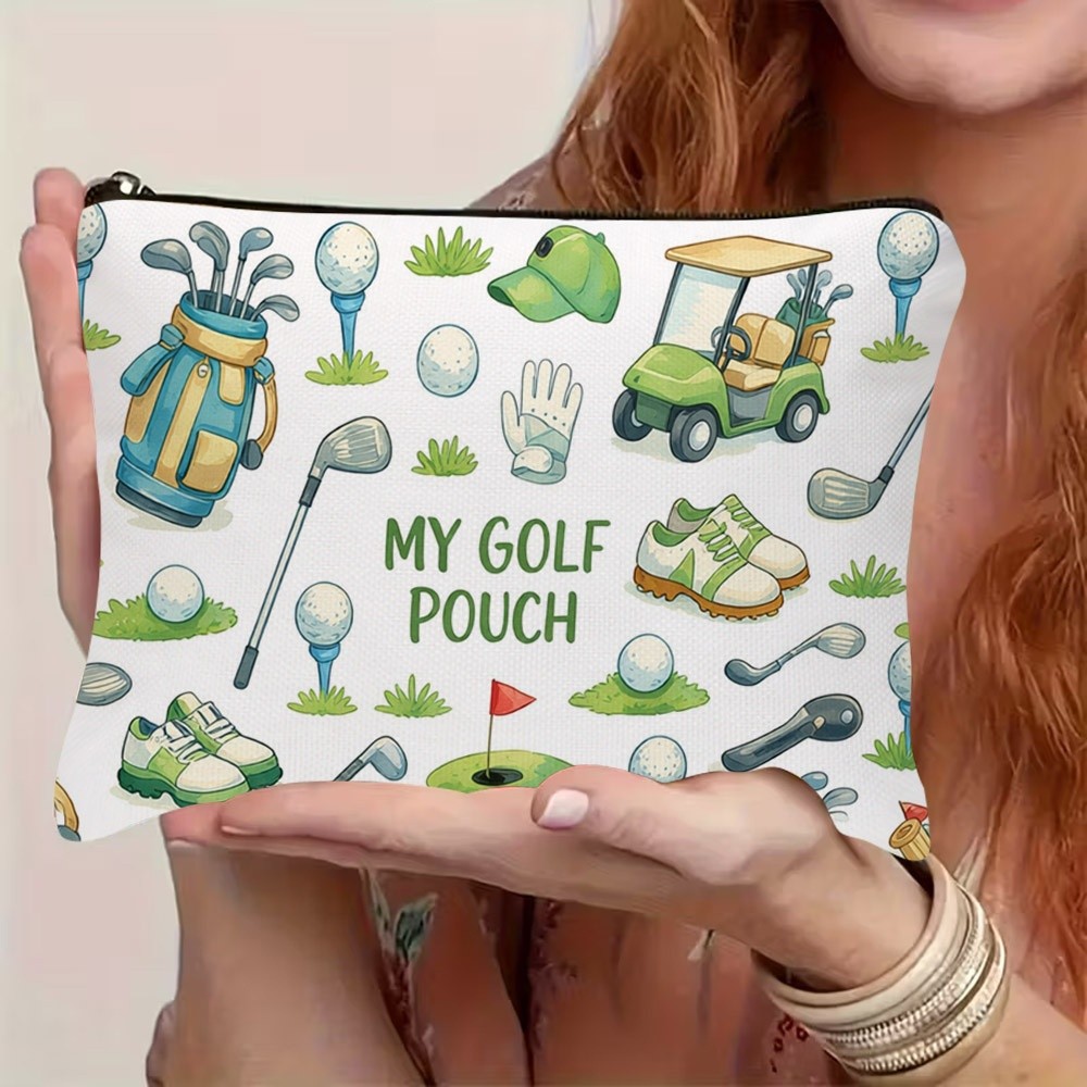 TEMU 1pc Large Capacity Golf-themed Makeup & Toiletry Bag With Zipper Closure - Cute Golf Course Cosmetic Suitable For Travel,, Gym, Portable Storage