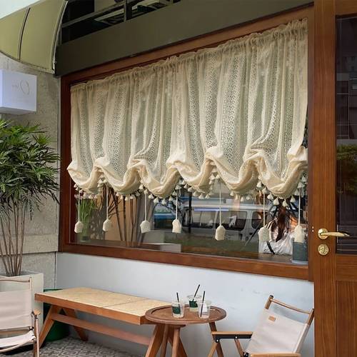 item picture bohemian lace curtains sheer drapes milk coffee american roman blinds punch free lifting curtains kitchen half curtains pleated curtains