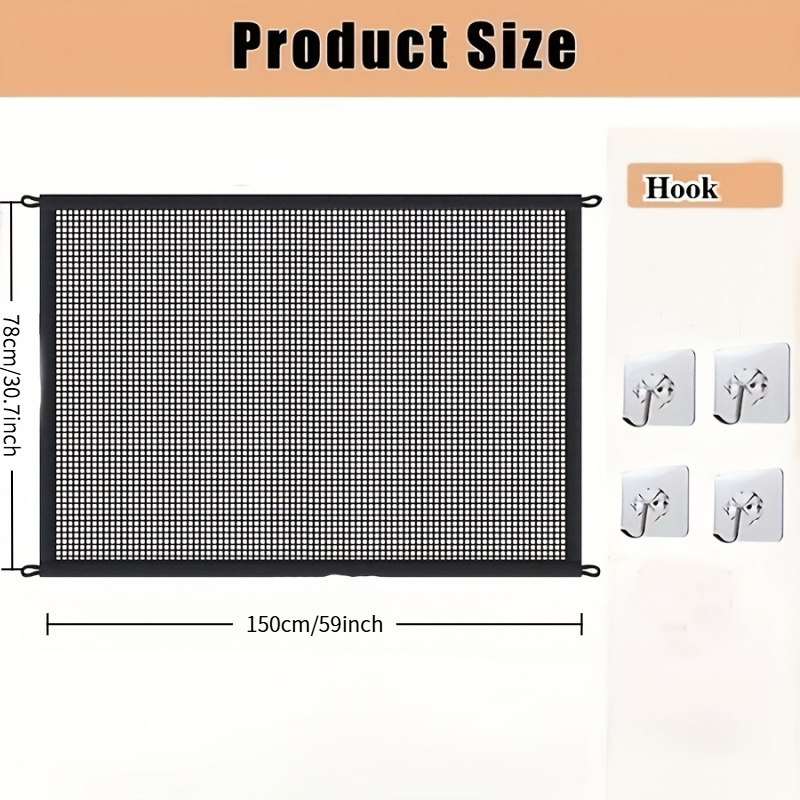 TEMU Pet Isolation Barrier Net; Clear Mesh Design For Easy Visibility; Built-in Hooks For Convenient Installation; Reinforced Edges For Strength And