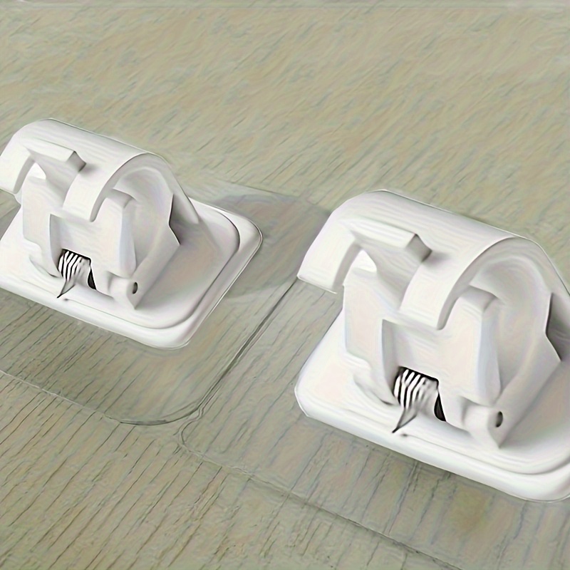 TEMU Set clip regolabili per bastone per tende, adatte per , staffe autoadesive per bastone per tende con gancio, supporti a parete senza ganci per