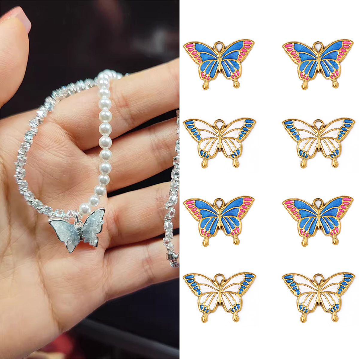 Stainless Steel Butterfly Shape Chain Ornament