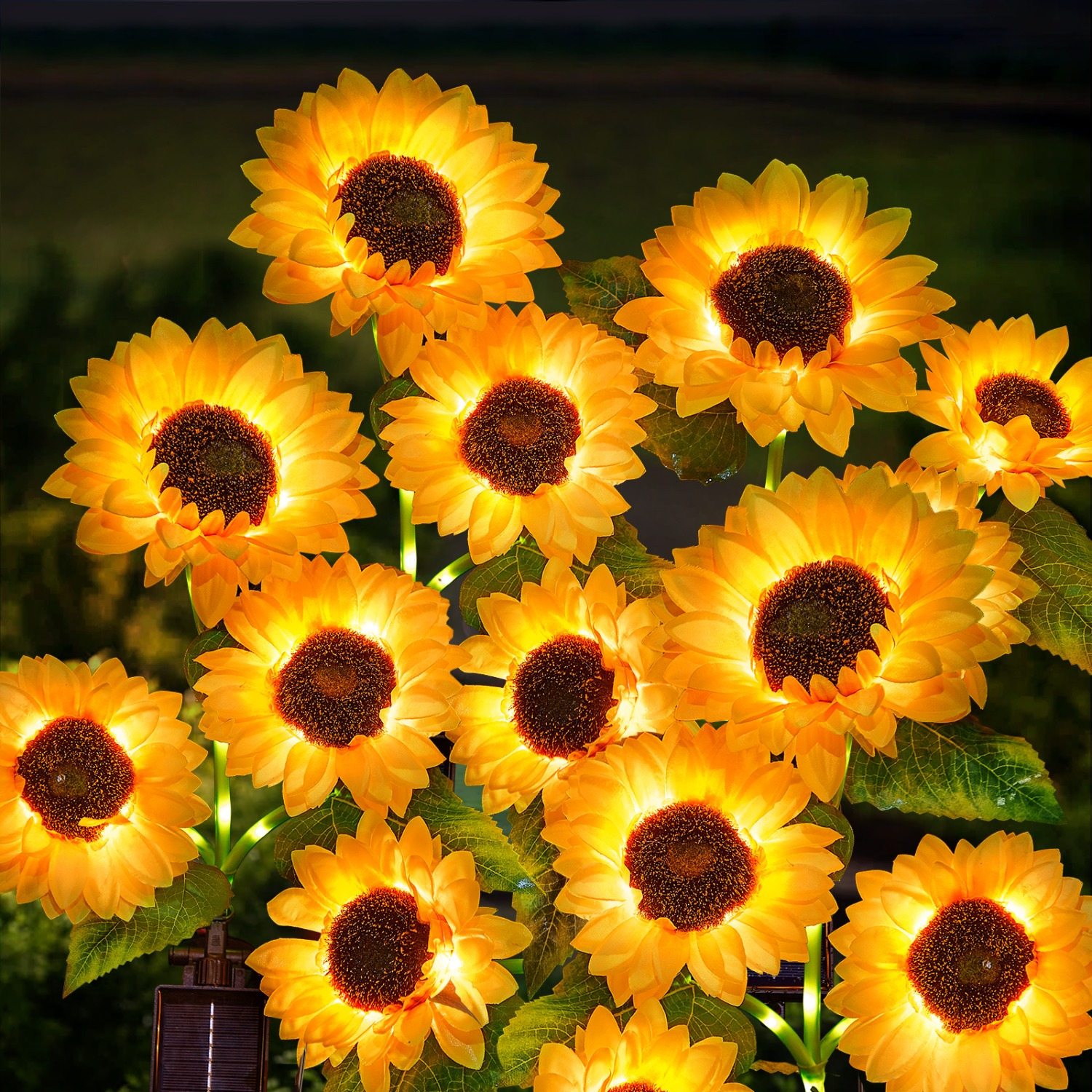 TEMU 3 Packs, 9 Sunflower Solar Outdoor Lights, Landscape Path Lights, Solar Path Lights, Automatic Switch Sunflower Solar Outdoor Garden Lights,
